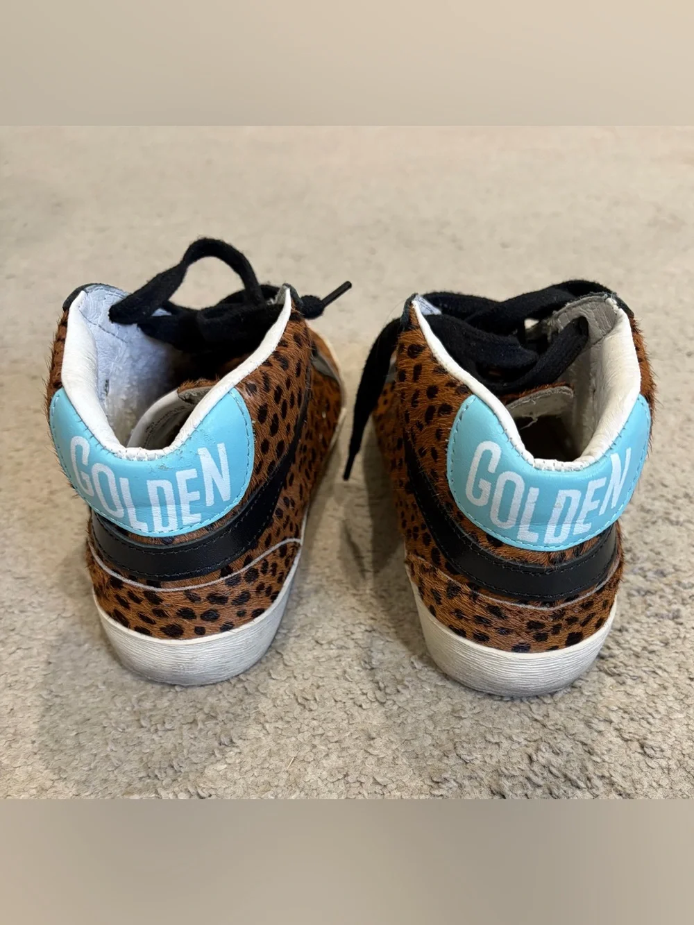 Golden Goose GGDB Mid Star Animal Print Calf Hair Sneakers, Women’s Size 7
